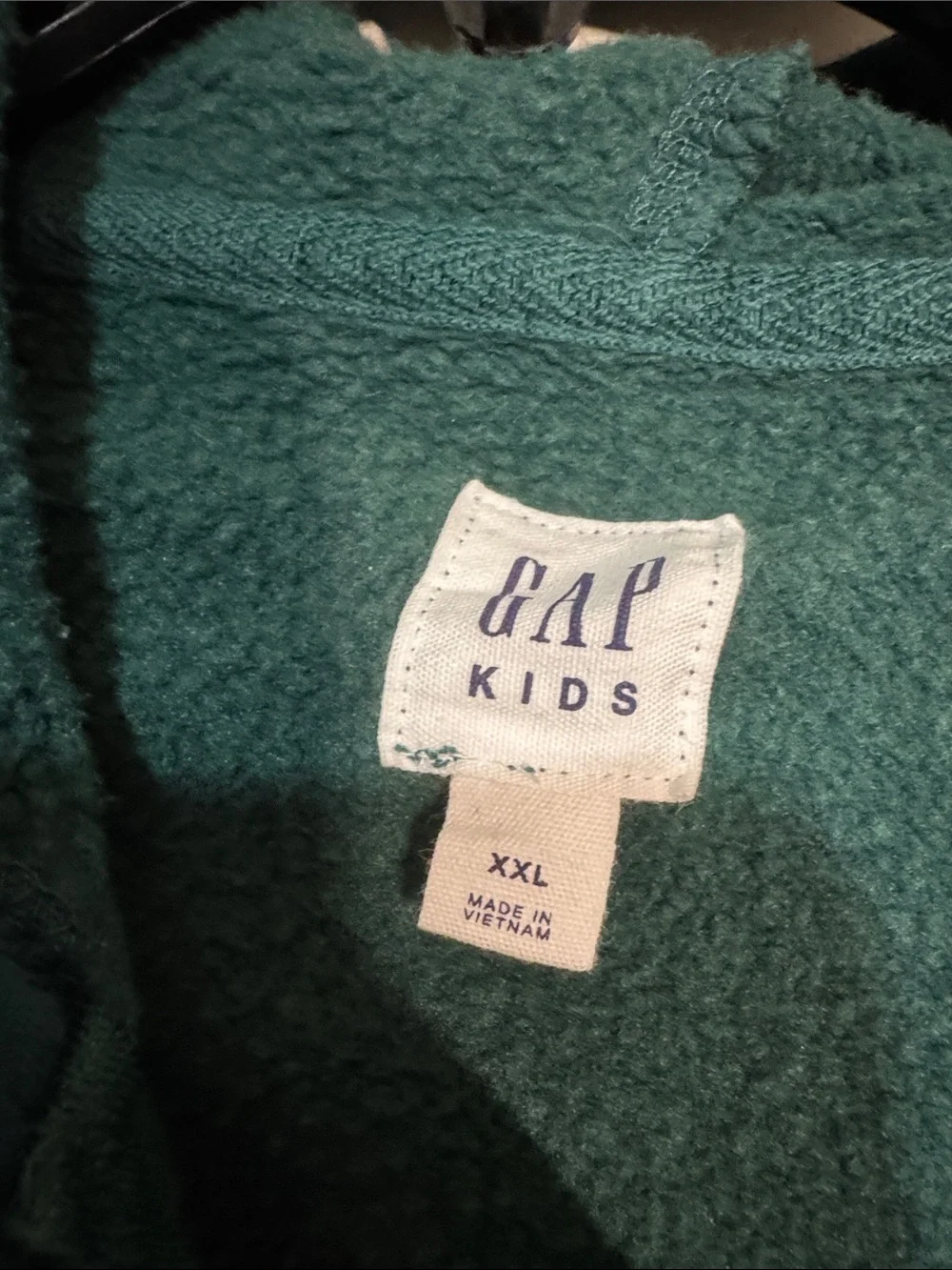 GAP Deep Green Zip-Up Hoodie with White Logo. Teen XL Excellent Condition.